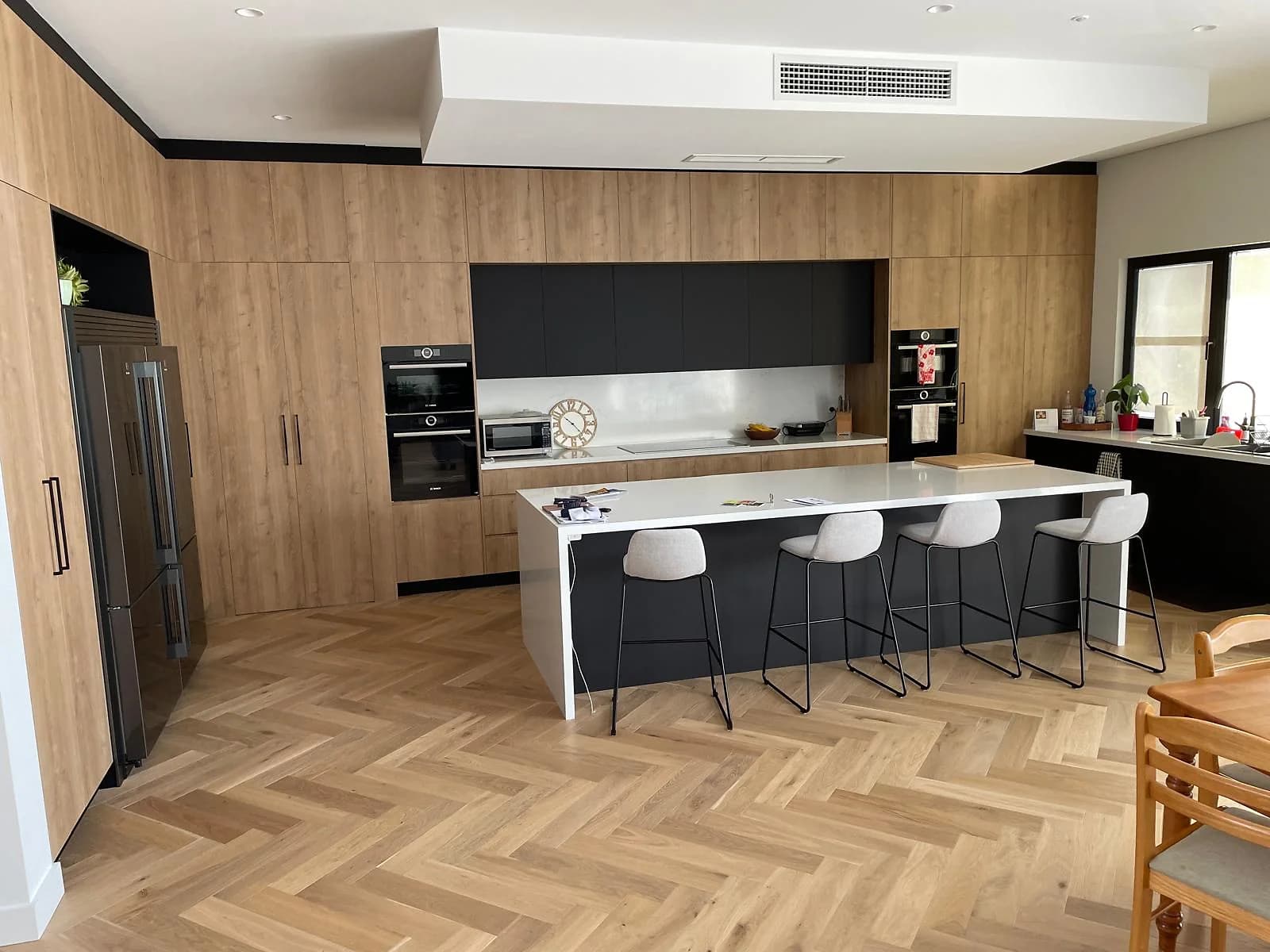 Timber Floor Island Kitchen by H&R Kitchens